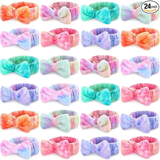 Optimized Riceshoot 24 Pieces Spa Headband Skincare Microfiber Tie Dye Headband Elastic Sustainable