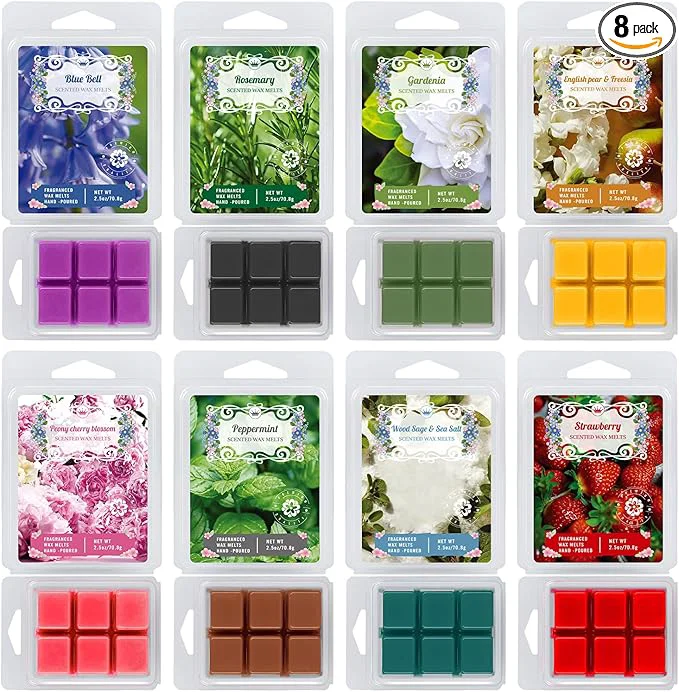 Quality 8 Natural Soy Wax fire- Aromatherapy Cube Gift Box containing 8 Kinds of Smart