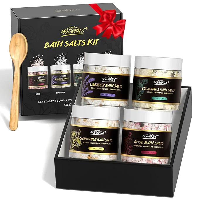 Refined Epsom Bath Salts Gift Set for Soaking 4pcs Bath Salts Original Design