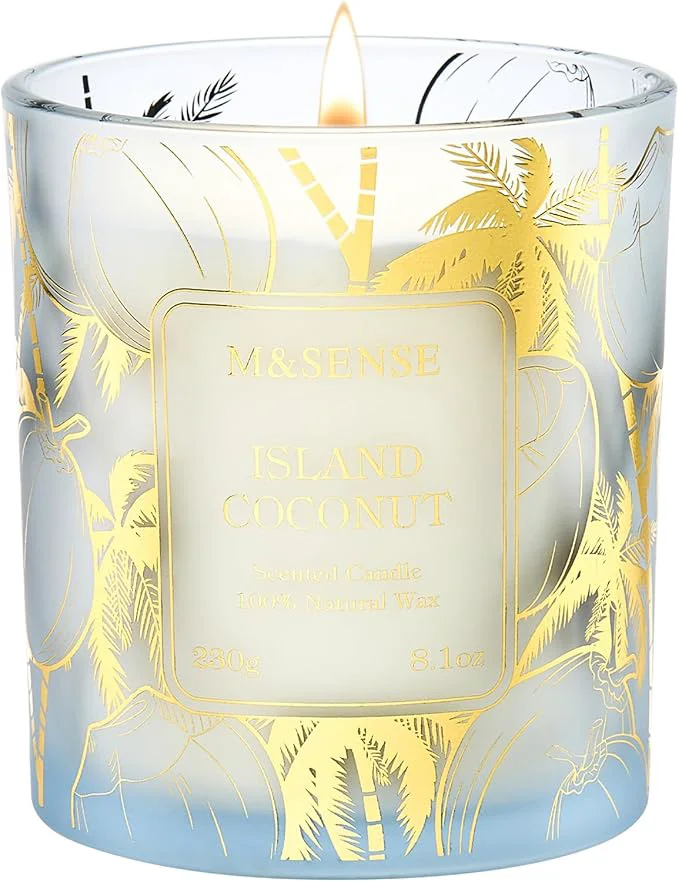 Environmentally Friendly M SENSE Coconut Candles 8.1oz 42-Hour Long Burning Time Naturally Scented Long-Lasting