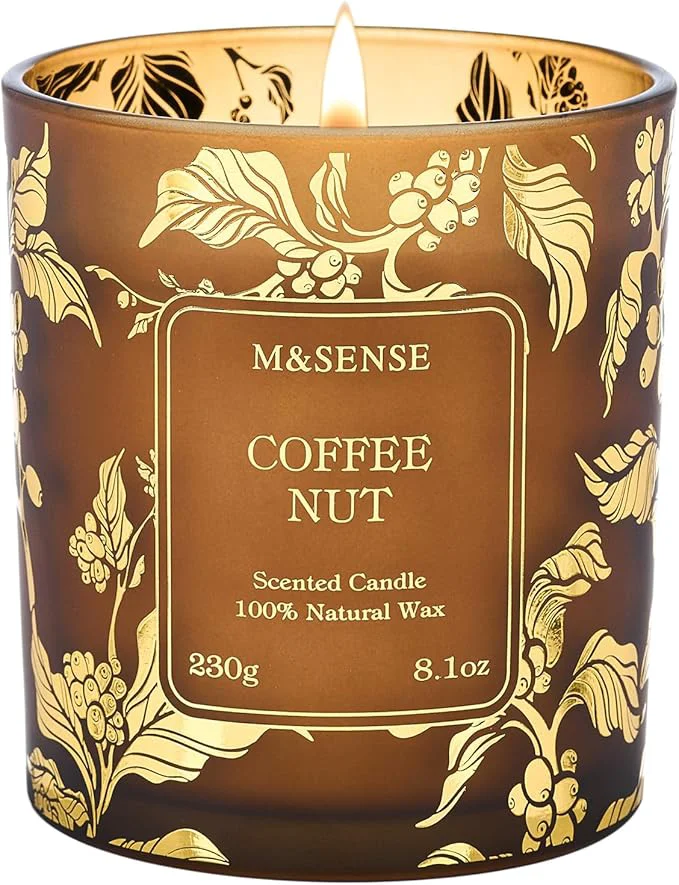 M SENSE Coffee Nut Scented Vegan Soy Candles No Toxin Naturally Scented User-Friendly