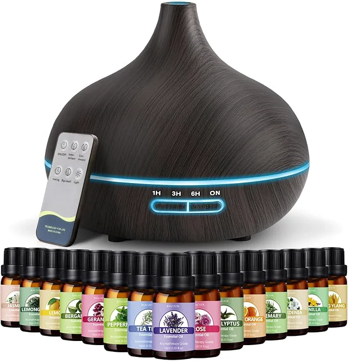 Luxury SACATR 550ml Oil Diffuser with 15x10mL Essential Oils Ultrasonic Technology Advanced