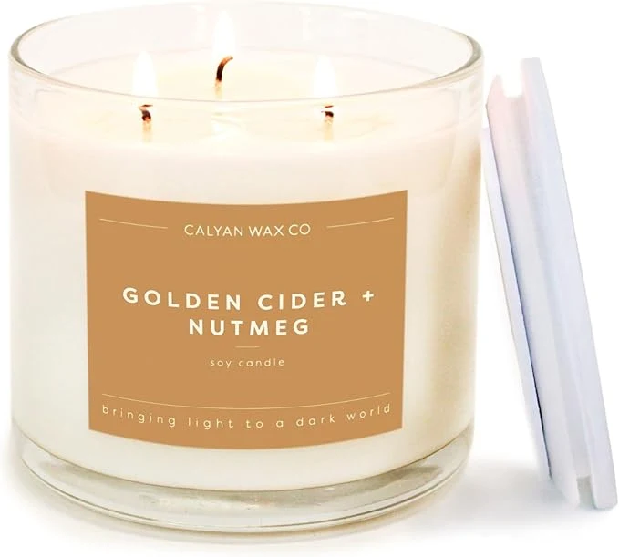 High-Quality Calyan Wax Co. Golden Cider Nutmeg 3 Wick Scented Candle Functional