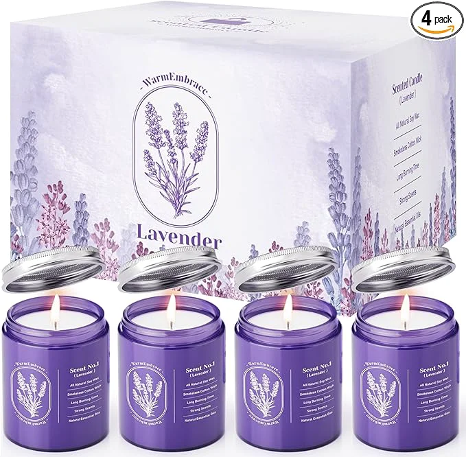Proven WarmEmbrace Lavender Candles for Home Scented 30.4 oz Aromatherapy Purple Jar Enhanced