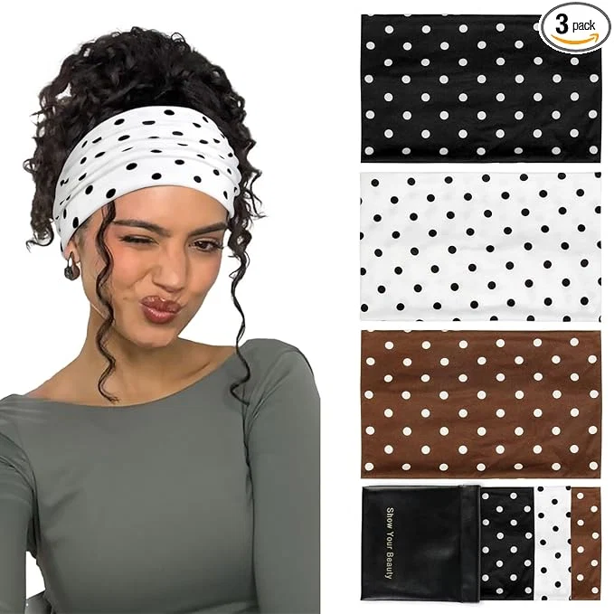 Modern Huachi Polka Dot Headbands for Women Non Slip Thick Womens Wide Headbands Cute Convenient
