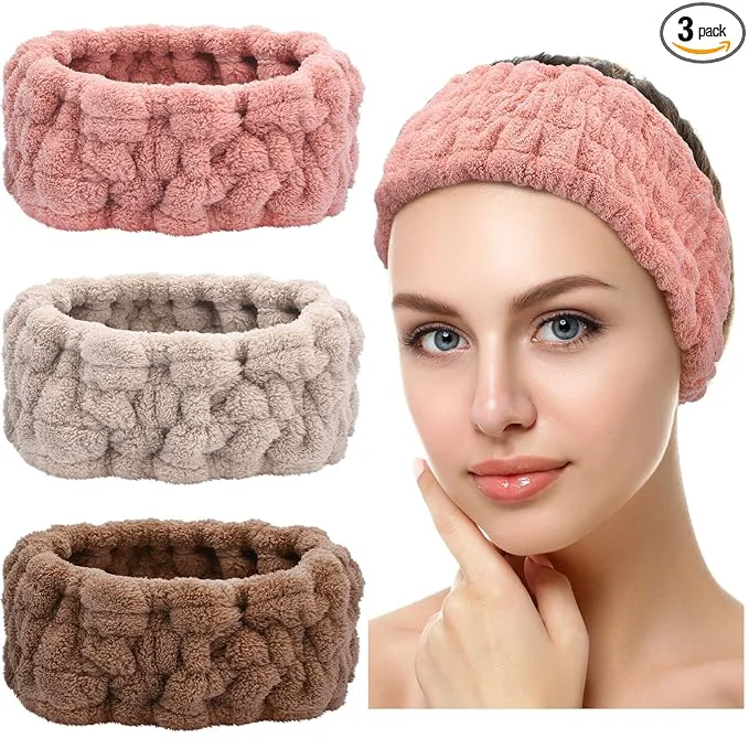 Secure Chuangdi 3 Pieces Spa Headband for Women Facial Makeup Headband Soft Terry Traditional