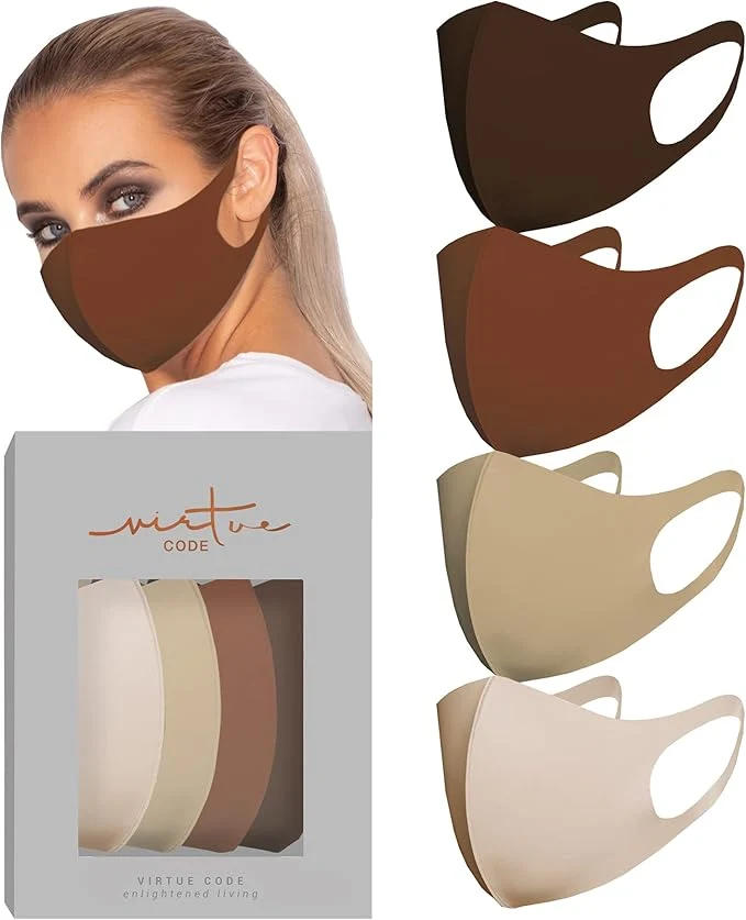 Luxury Virtue Code Second Skin Cloth Face Mask Pack. 4 Buttery Soft Masks Washable Specialty