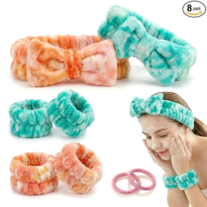 Reusable 8 Pcs Spa Headband and Wristbands Set Responsible