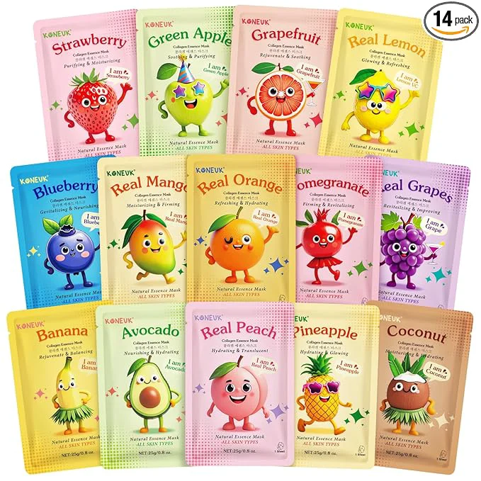 Soft 14 Pack Fruit Face Masks Skincare Original Design