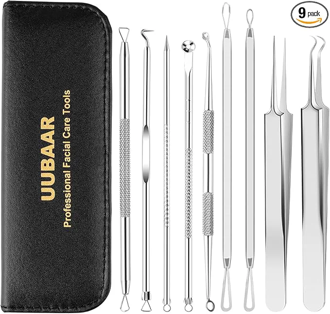 Artisan UUBAAR 9PCS Blackhead Remover Tools Pimple Popper Tool Kit Proven