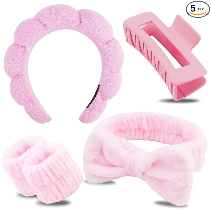 Carefully Designed Chanaco Spa Headband Makeup Accessory Face Washing Wrist Bands Teen Girl Easy-to-Use