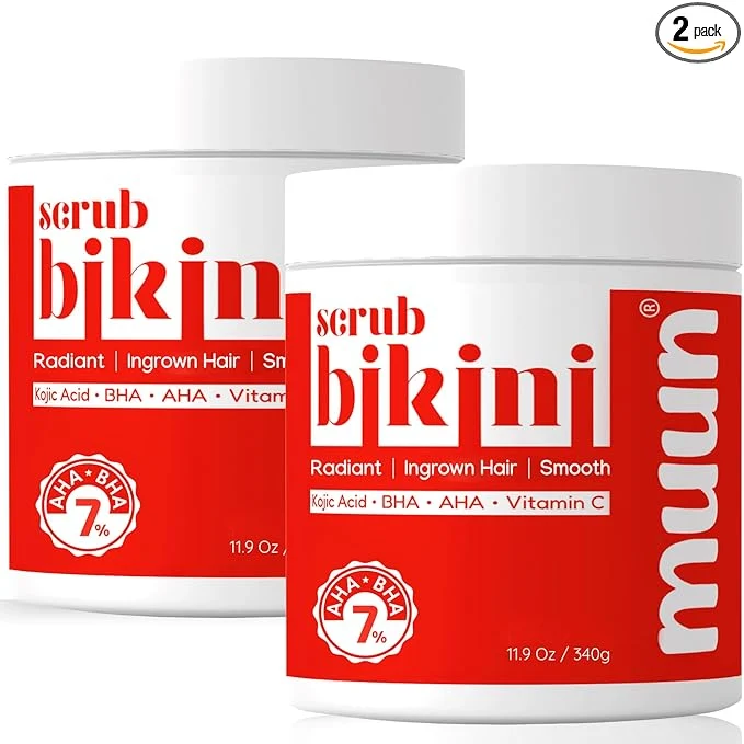 Certified Bikini Area Exfoliator Pack 2-2 Kojic Acid Vitamin C 7 AHA BHA Even Skin Top-Quality