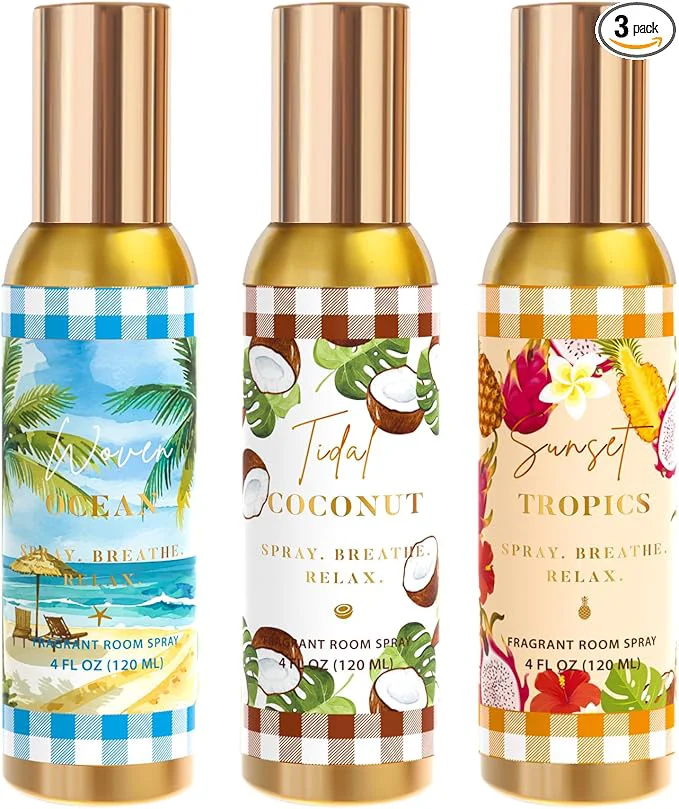 Solid Room Spray Tidal Coconut Woven Ocean Sunset Tropics 3 Pack Each 4 fl oz Fast