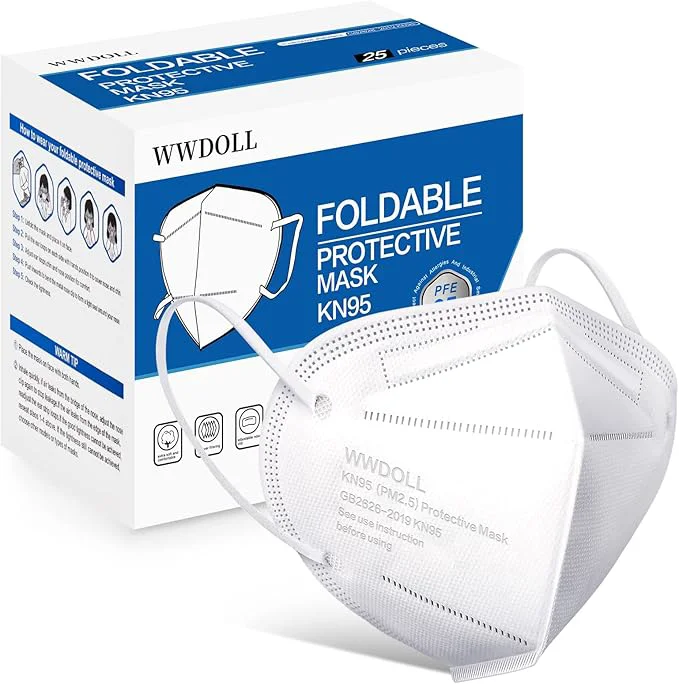Sustainable WWDOLL KN95 Face Mask 25 Pack 5-Layers Breathable Disposable KN95 Masks Green