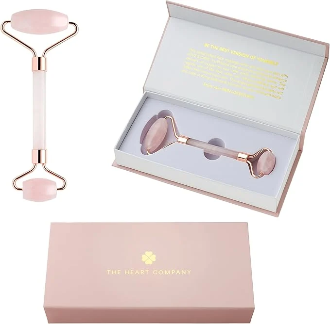 Detailed THE HEART COMPANY Premium Rose Quartz Face Roller Face Roller Skin Care Smooth