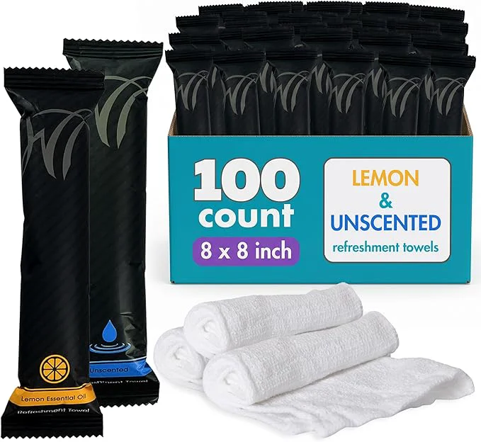 Efficient White Towel Services 8 x 8 inch Moist Cotton Towel Individually Wrapped Next-Generation