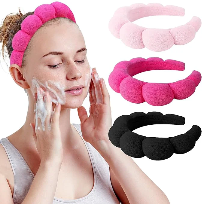 Exceptional WHAVEL 3 Pack Spa Headband Skincare Headbands Makeup Headband Sponge Terry Organic