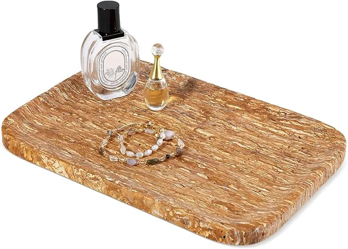 Efficient Karibiber Natural Marble Vanity Tray 11.8 Travertine Stone Bathroom Tray Solid