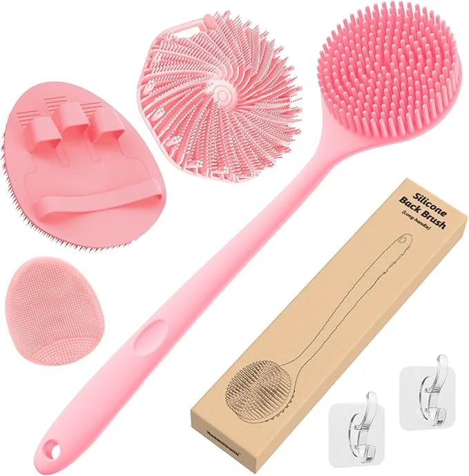 Minimalist Manmihealth Silicone Back Scrubber Soft Bath Glove Set 4 PCS Exceptional