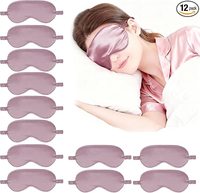 Minimalist 12PACK Silky Sleep Masks Satin Eye Mask Silk Eyes Cover High-End