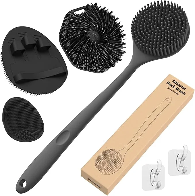 High-Grade Manmihealth Silicone Back Scrubber Soft Bath Glove Set 4 PCS Lightweight