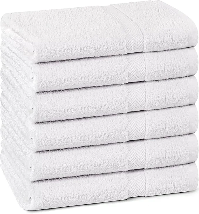 Specialty Towel and Linen Mart Cotton White 6 Pack Medium Bath Towel Set Quick Dry Fast