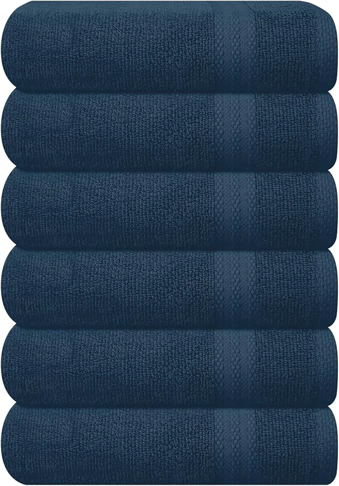 Recyclable GLAMBURG Ultra Soft 6-Piece Hand Towel Set 16x28- Ringspun Cotton Green