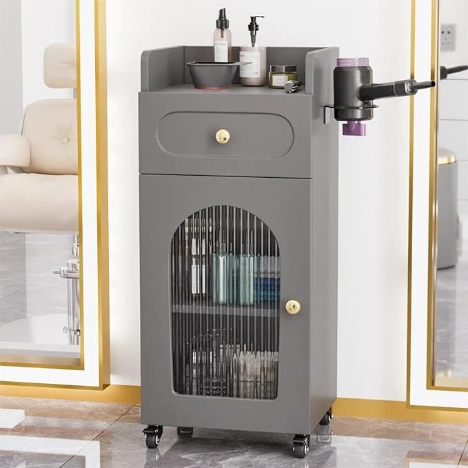 Sustainable Salon Cart with Wheels Adjustable Shelf 3-Tier Rolling Beauty Trolley Prestigious