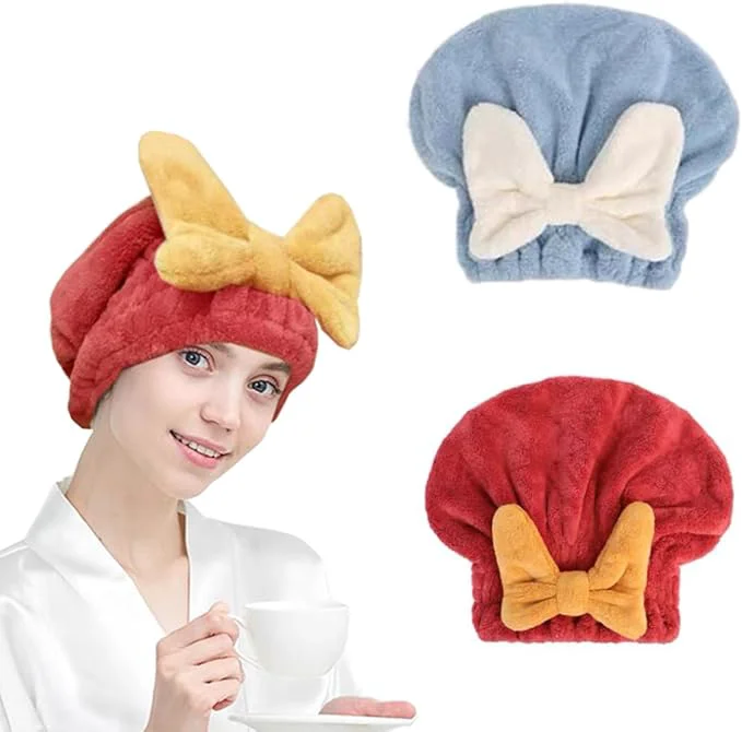 Certified 2 Pack Hair Towel Wrap Super Absorbent Hair Towel Wrap Premium