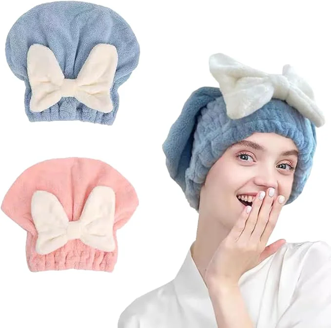 Exclusive 2Pcs Super Absorbent Microfiber Hair Towel Wraps High-Quality