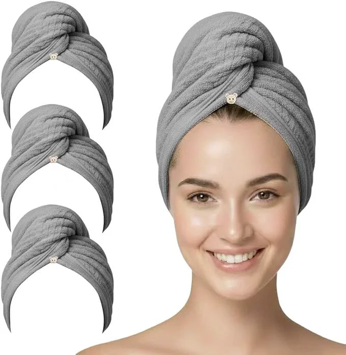 Elite 3 Pack Microfiber Hair Towel Wrap High-Quality