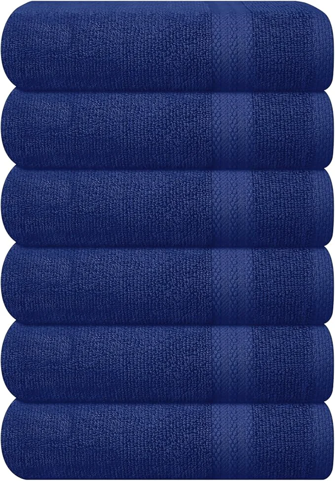 Fine Crafted GLAMBURG Ultra Soft 6-Piece Hand Towel Set 16x28- Ringspun Cotton Flexible
