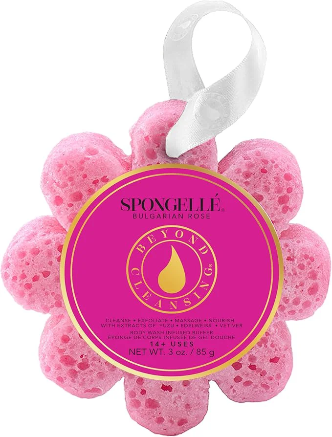 Convenient Spongellé Bulgarian Rose Wild Flower Bath Sponge Built-In Body Wash Body Exclusive