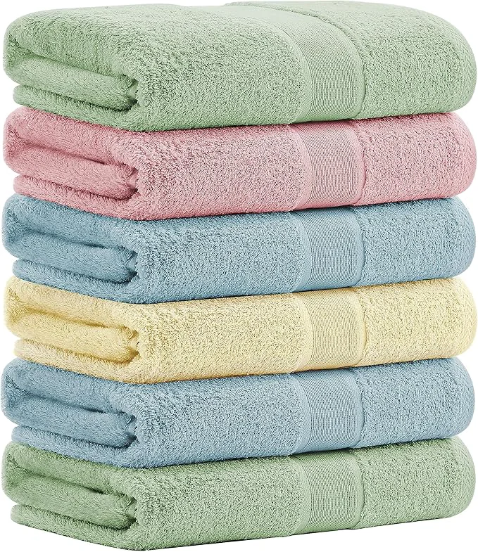 High-End Aibaser Viscose from Bamboo and Cotton Bath Towels Set of 6-27x54 Inch Ultra Artisan