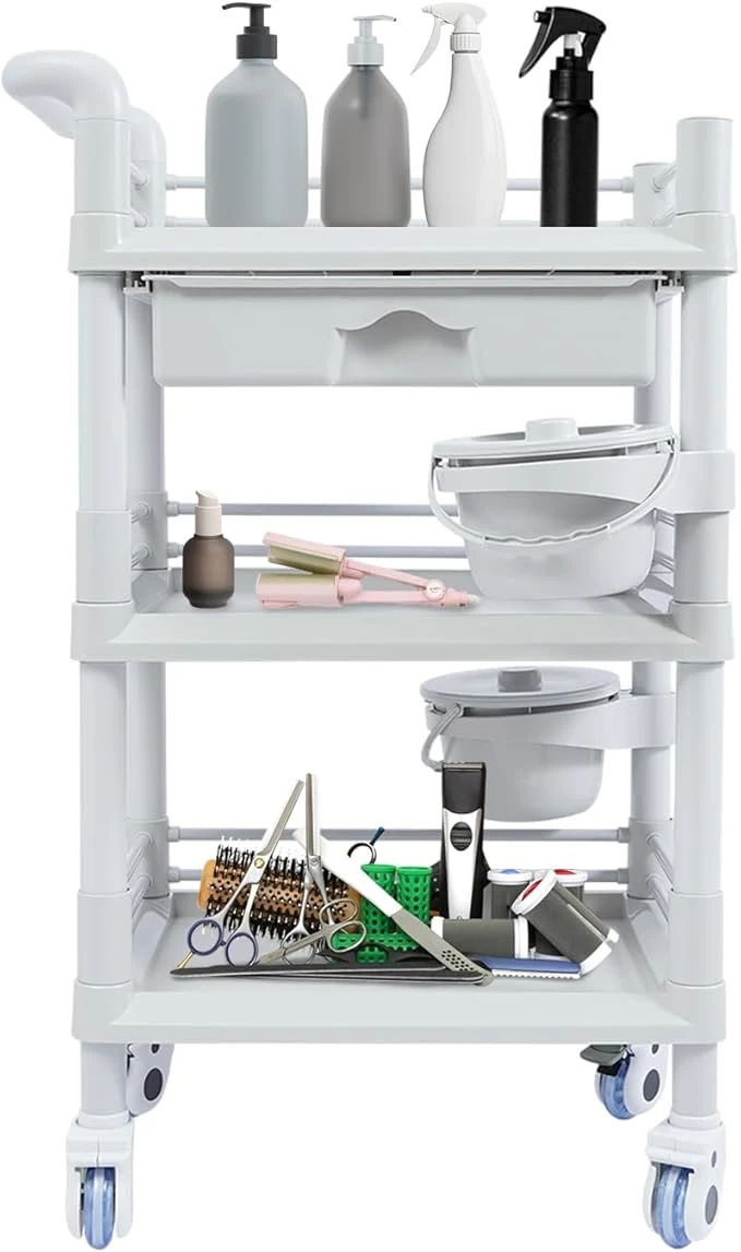 Green Salon Storage Cart 3 Tier Rolling Beauty Organizer Durable