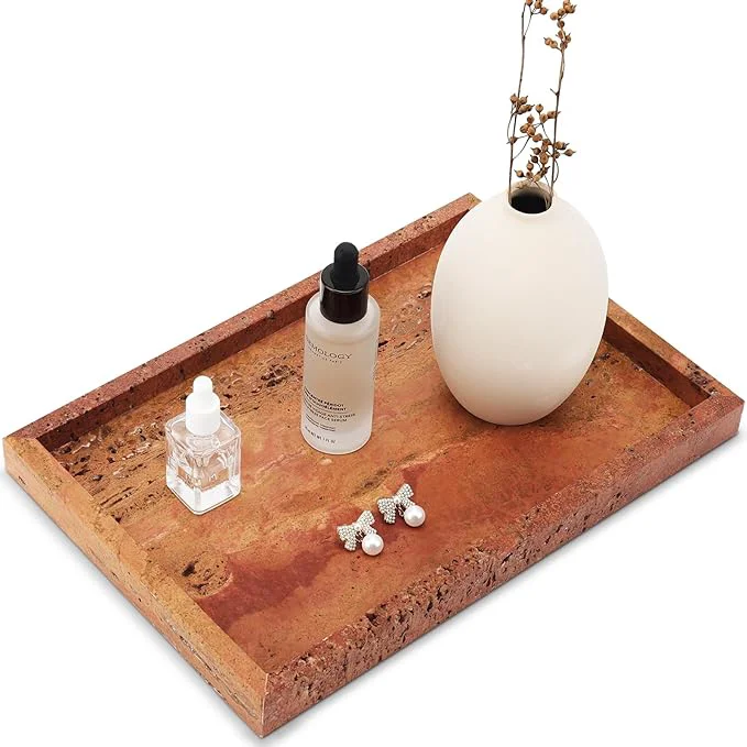 Contemporary Natural Marble Tray for Bathroom Kitchen and Desktop Rectangle Outstanding