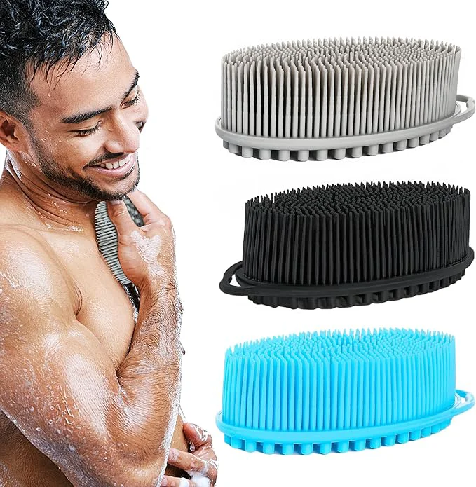 Fine Crafted Set of 3 Silicone Body Scrubber Loofah Soft Exfoliating Body Bath Shower Quality
