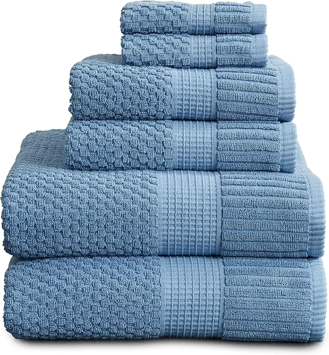 Next-Generation NY Loft Cotton Towel Set 6 Piece Super Soft Absorbent Quick-Dry 2 Bath User-Friendly