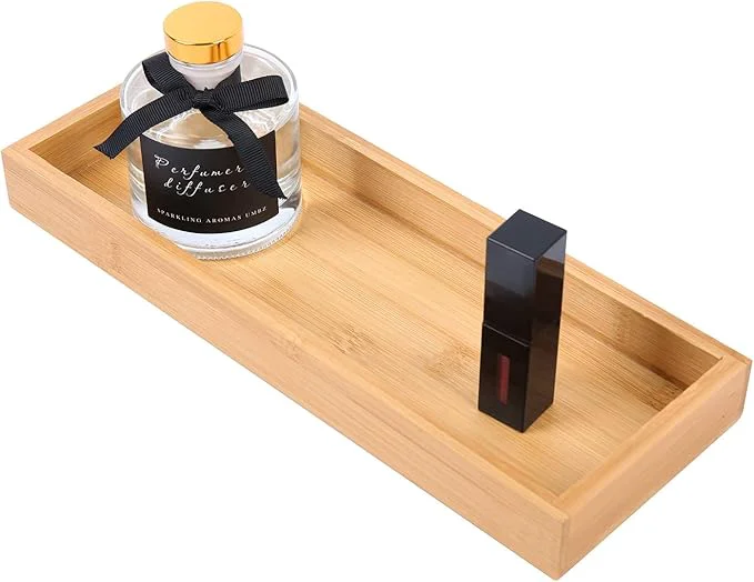 Elegant Natural Bamboo Bathroom Tray Perfume Tray Vanity Tray Smooth and Thick Solid