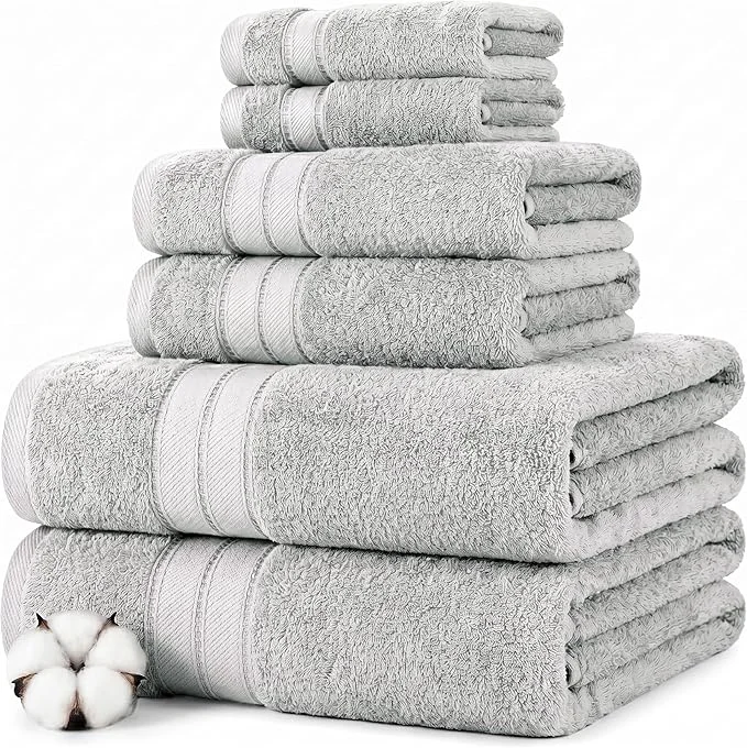 Smart Modern Threads - Spun Loft 6-Piece Combed Cotton Towel Set - Bath Towels Refined