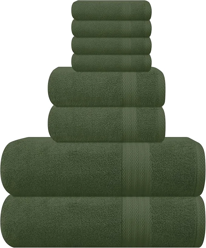 Traditional GLAMBURG Ultra Soft 8-Piece Towel Set Convenient