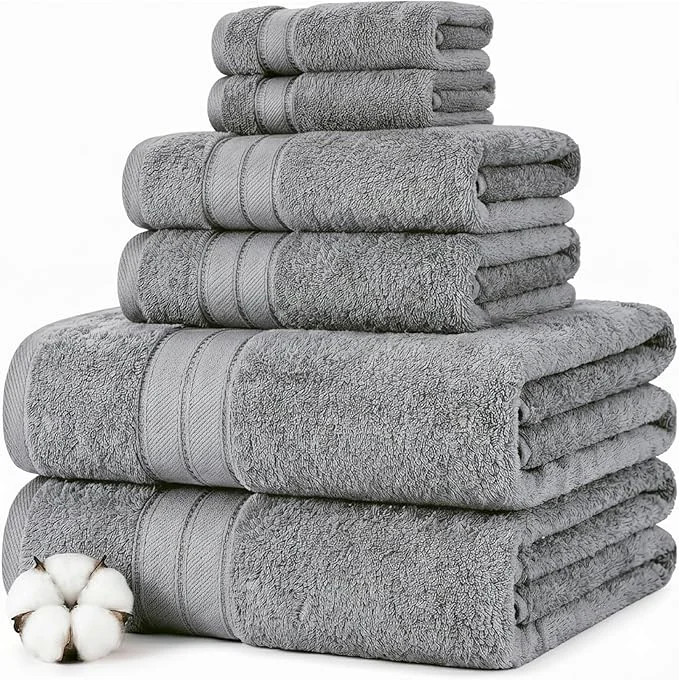 Casual Modern Threads - Spun Loft 6-Piece Combed Cotton Towel Set - Bath Towels First-Class