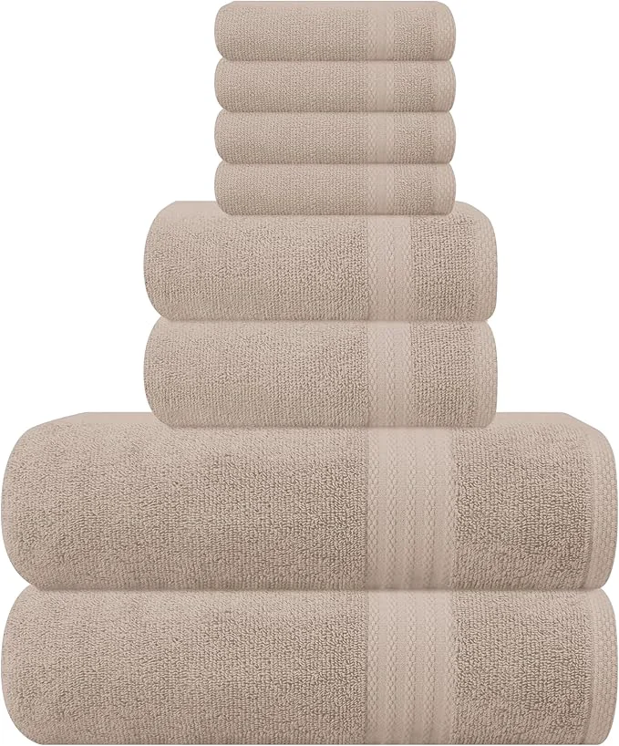 Eco-Friendly GLAMBURG Ultra Soft 8-Piece Towel Set Breathable