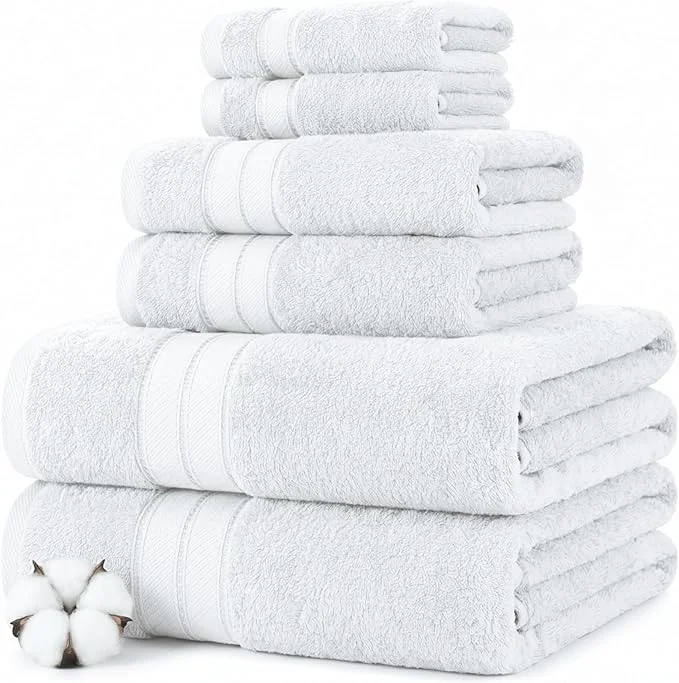 Premium Material Modern Threads - Spun Loft 6-Piece Combed Cotton Towel Set - Bath Towels Sophisticated