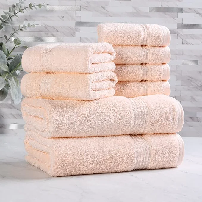 Premium Material Superior Egyptian Cotton 8-Piece Towel Set Guest Bath Decor Essentials Organic
