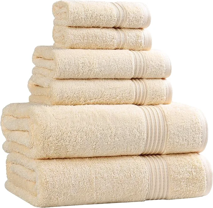 Practical Superior Egyptian Cotton 6-Piece Towel Set Bathroom Essentials Towels Organic