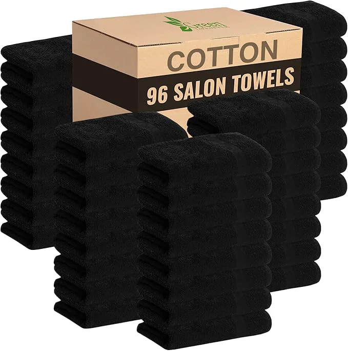 Casual GREEN LIFESTYLE Black Bleach Proof Towels Bulk Sets Cotton 16' X 25' Functional