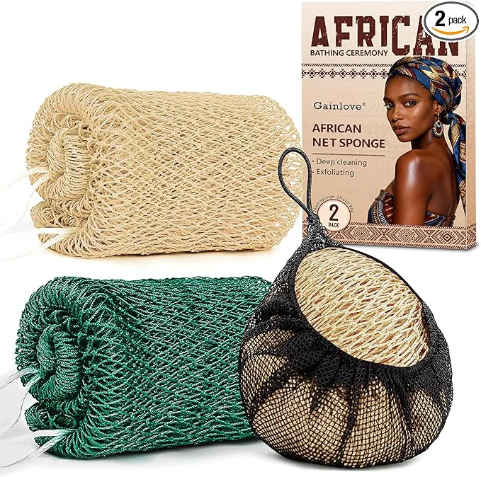 Consistent 2 Pack African Net Sponge Exfoliating Body Scrubber Bath Sponge Safe
