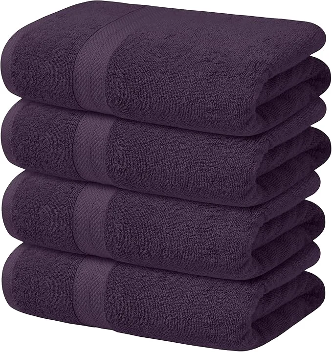 User-Friendly Avalon Towels Bath Plum Bath Towles of 4 pcs Cotton Towel Absorbent and Fast