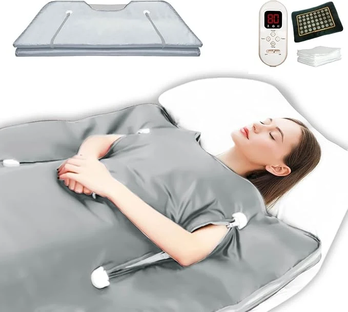Safe Natural Jade and Tourmaline Heat Sauna Blanket Infrared Zipper Oxford Cloth Solid